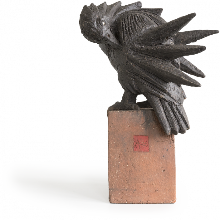 Rabe keramische Tierskulptur Andreas Hinder Keramik