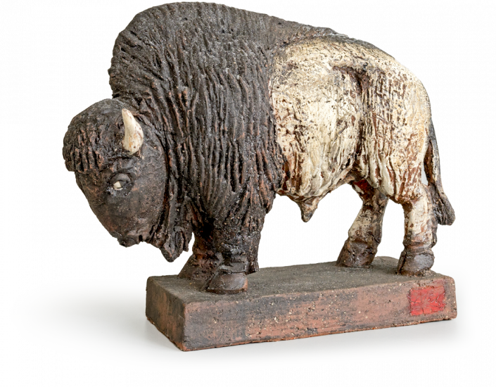 Bison keramische Tierplastik Andreas Hinder Keramik