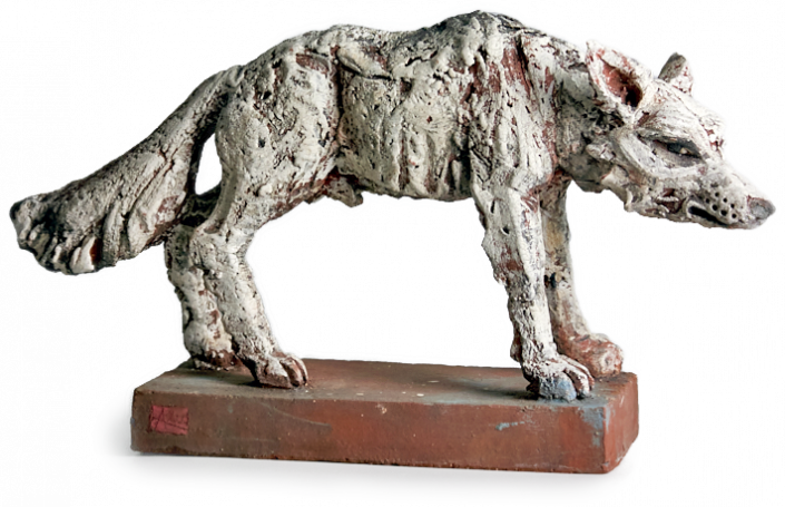 Wolf keramische Skulptur Andreas Hinder Keramik